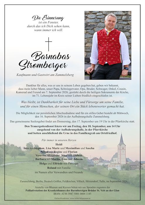 Barnabas Stromberger, Kaufmann und Gastwirt, Zammelsberg